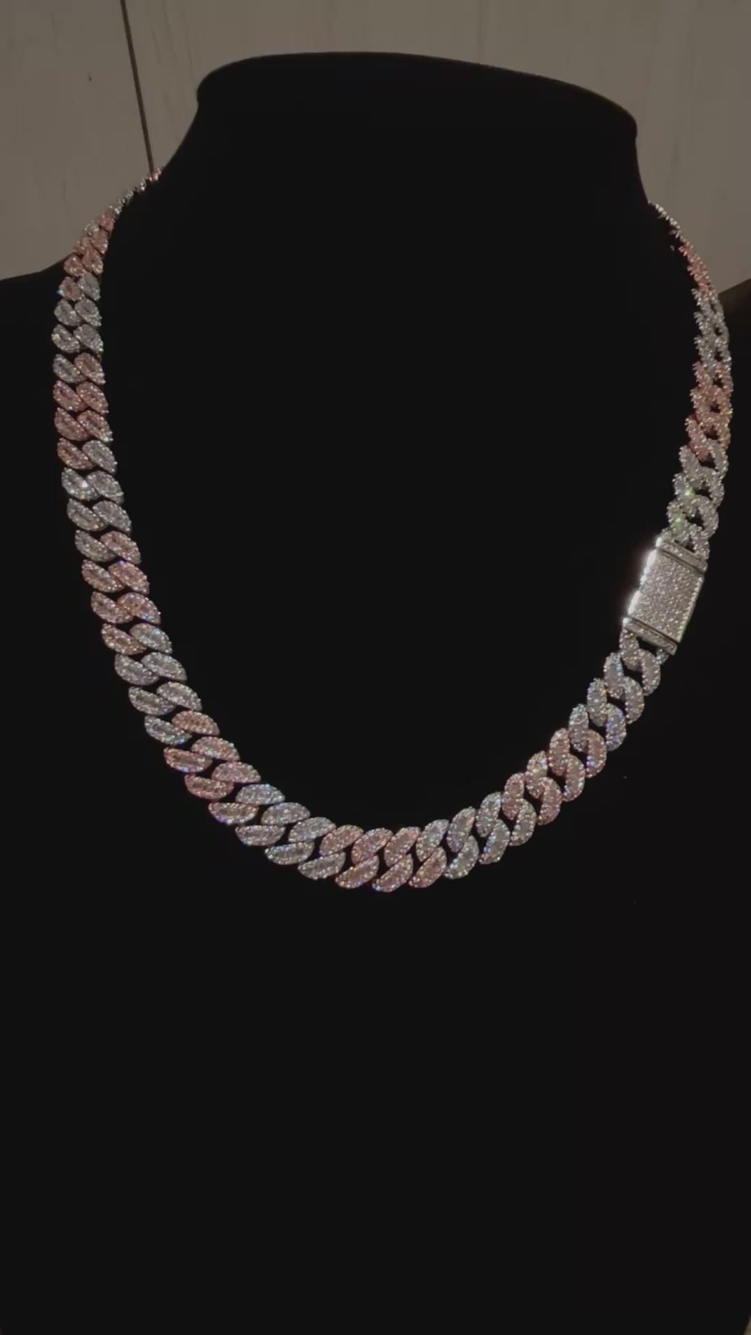 VVS 14MM WHITE/ROSE EMERALD CUBAN LINK CHAIN